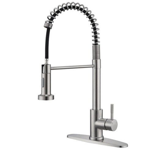 Cross-border 304 stainless steel spring pull-out kitchen faucet hotel sink vegetable basin mixing valve Amazon