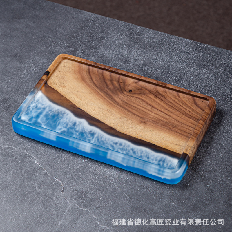 Transfronterizo japonés Zen acantilado tinta seco tabla de té placa de madera aislamiento térmico hogar resina de cojinete de acero simple retro
