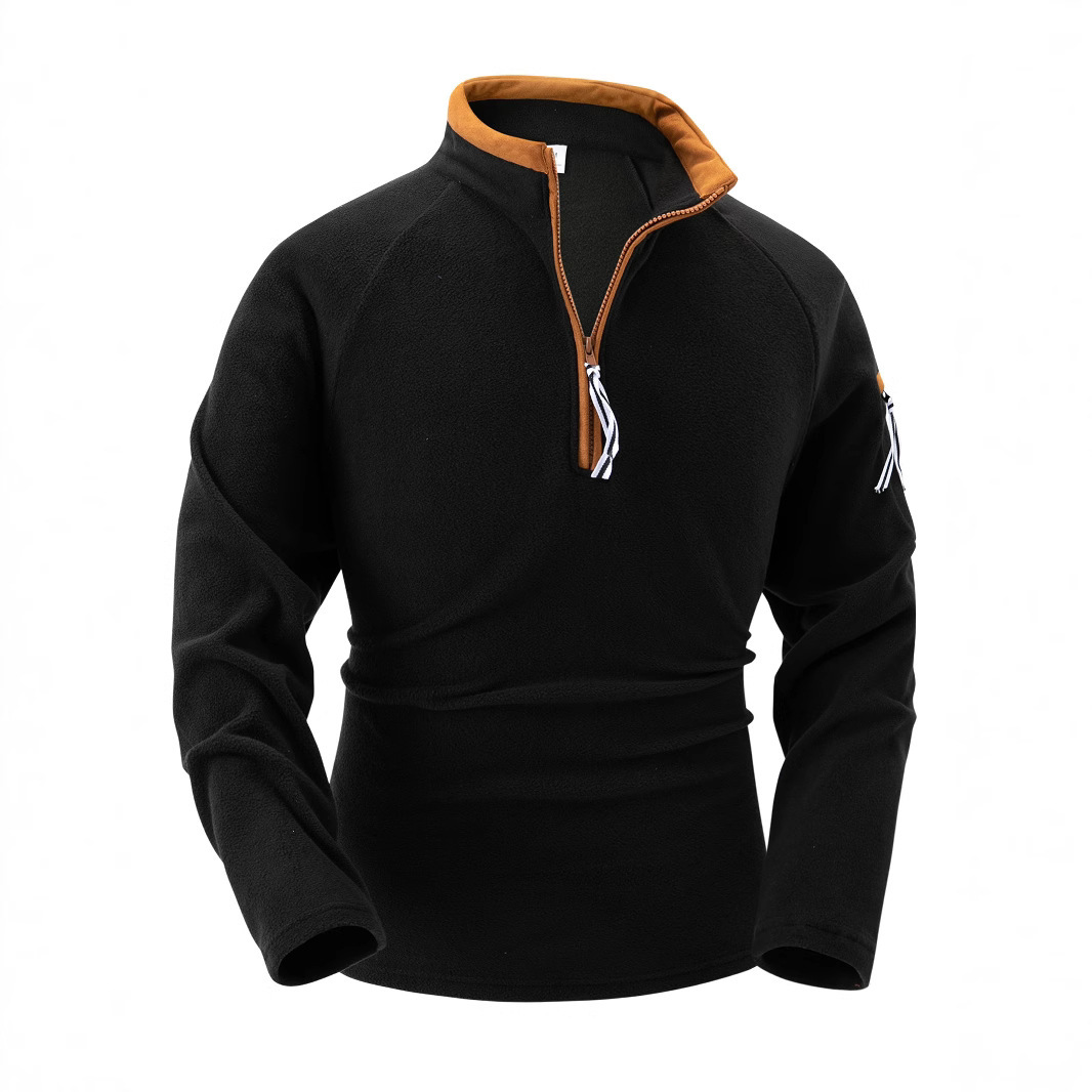 Men's new stand up collar half long sleeved tactical arm zipper sweatshirt pullover for training sweater_voghion.com