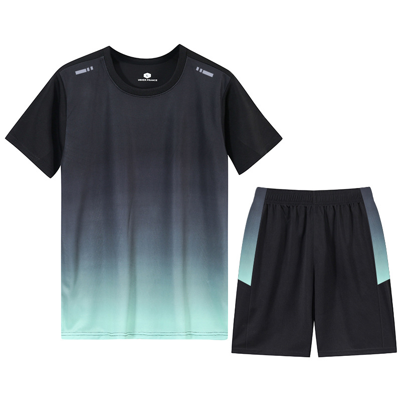 Verano hombre rápido seco deportivo conjunto de moda hombre manga corta camiseta suelta pantalones cortos de gimnasio ropa de entrenamiento para correr