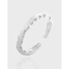 JZ254素银拉丝面S925纯银戒指韩版INS小众设计原创手工拉丝银指环