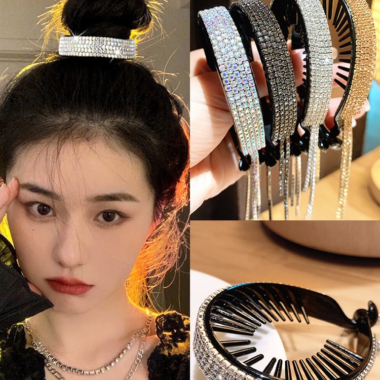 Water Drill Round Bun Hairpin Hair Accessories Tail Comb Hair Ring Round Bun Claw Hairpin Elegant Hair Fixing Device Fringe Hair Accessory