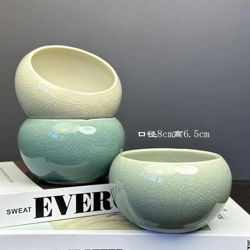 【6个6色】多肉花盆陶瓷创意简约个性小清新流釉阳台多肉花盆|undefined