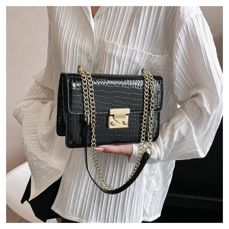 Shoulder Bag Women's Stylish Stone Pattern Chain Messenger Bag_voghion.com