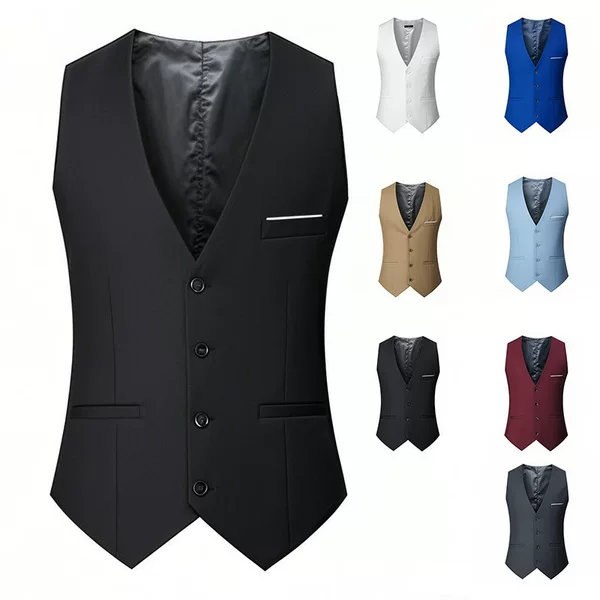 Cross-Border European and American British Fashion Men's Casual Suit Vest Slim Fit Groomsmen Professional Wear Work Clothes Vest