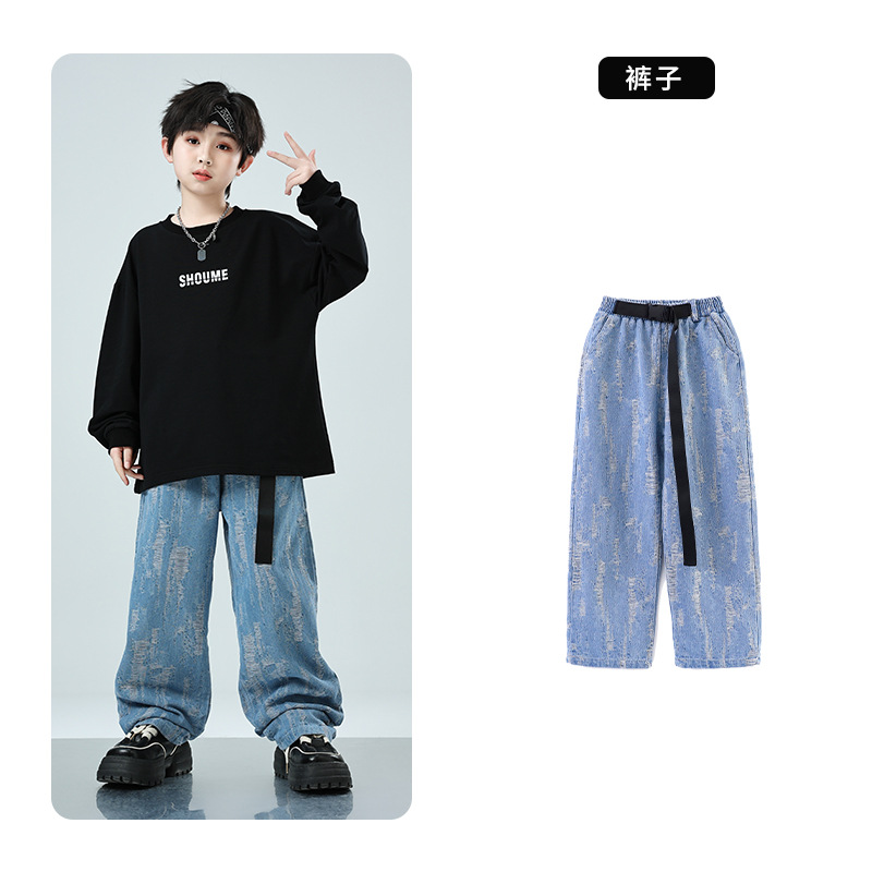 子供の街のダンスの公演服の男女の子供のカウボーイのスーツのジャズのダンスのhiphopの舞台のショーのファッションの服の長袖