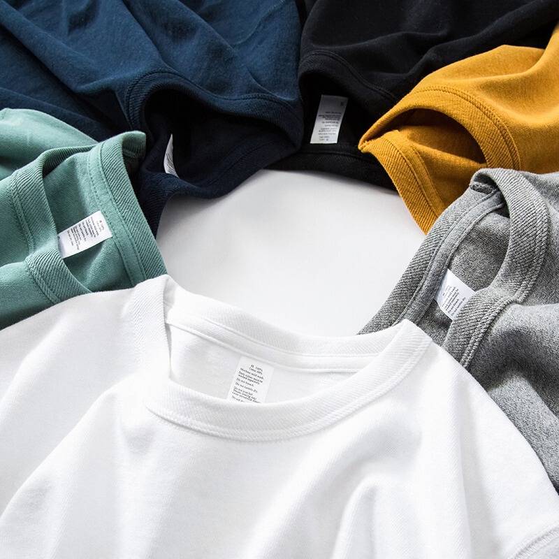 Three-Needle 300g Pure White Long-Sleeve T-Shirt for Men, Made of Pure Cotton, Simple, Thick, and Opaque, Suitable as an Inner Layer for Spring and Autumn, Breathable