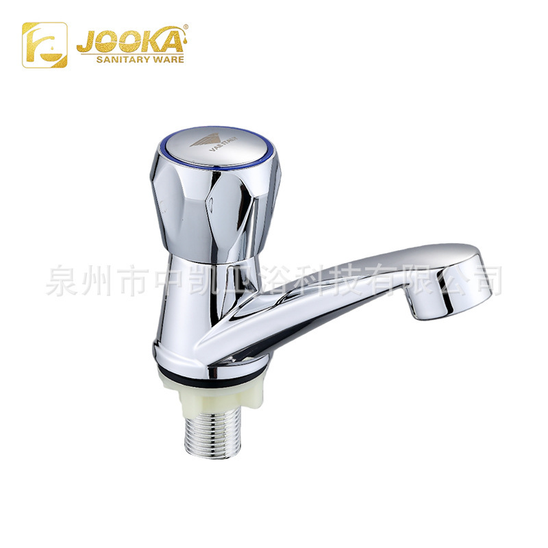 Electroplated Design Plastic Material Vertical Basin Faucet with Single Cold Water Outlet for Home Bathroom, Affordable Price