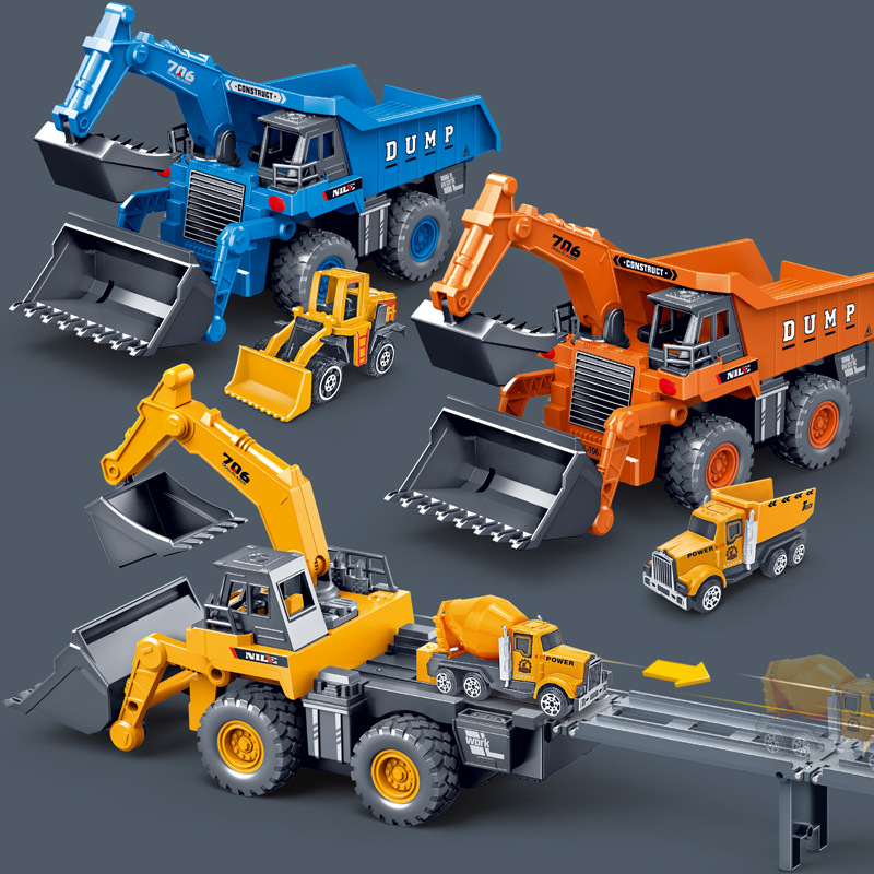 大号惯性车男孩儿童仿真弹射轨道车玩具工程车挖掘机推土机翻斗车