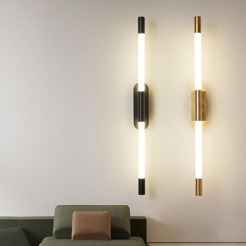 lámpara de pared larga minimalista lujosa luz de línea LED dormitorio cabezal de cama hotel sala de estar decoración de rejilla de línea lámpara de pared