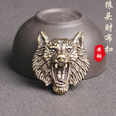 黃銅做舊狼頭財布扣個性朋克風格皮具裝飾扣DIY狼圖騰皮包扣批發