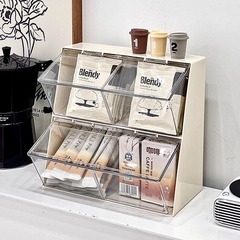 ティーバッグ収納ボックス茶カプセルコーヒー蓋付き防塵棚オフィスお茶の間デスクトップ整理棚