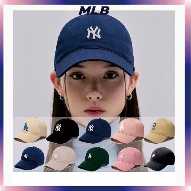 Mlb Baseball Cap Korean Style Ny Duckbill Cap Unisex Casual Versatile Soft Top Sun Protection La Hat Ins