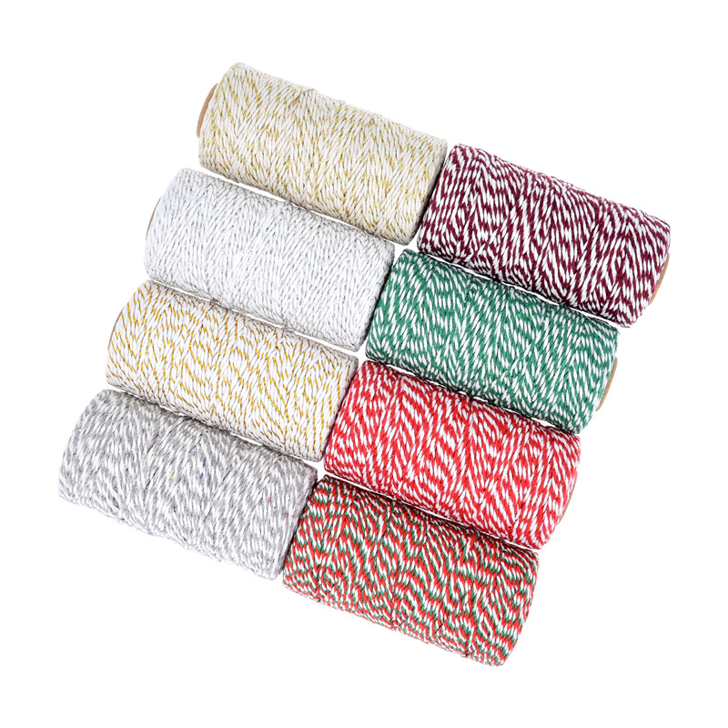 2mm transfronterizo de doble color cuerda de algodón DIY tejido a mano cuerda de regalo de agrupación de cuerda de dibujo de 100 metros