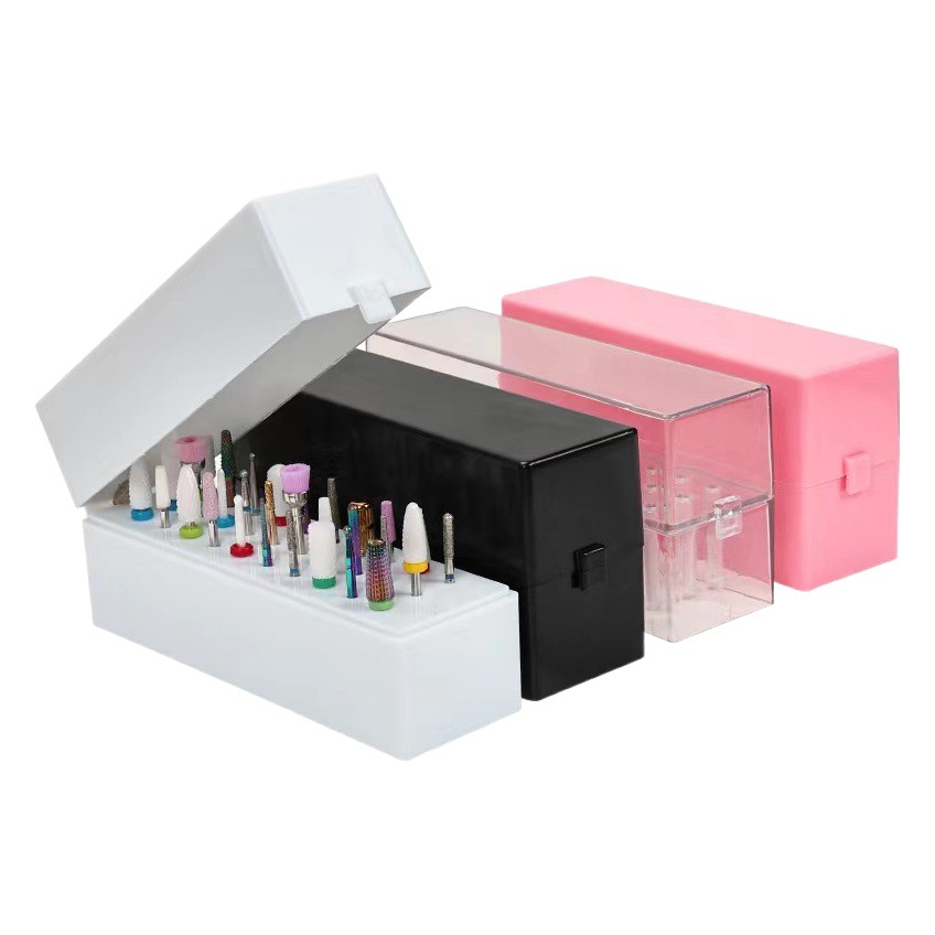 Caja de almacenamiento de manicura de 30 hoyos soporte de exhibición de cabezal de molienda de manicura caja de acabado de almacenamiento de broca de 2,35 hoyos caja de herramientas de manicura