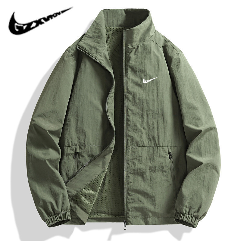 2025 Spring and Summer Outdoor Breathable Mesh Casual Sports Jacket Men's Three-Proof Thin Cardigan Stand Collar Men's Windbreaker