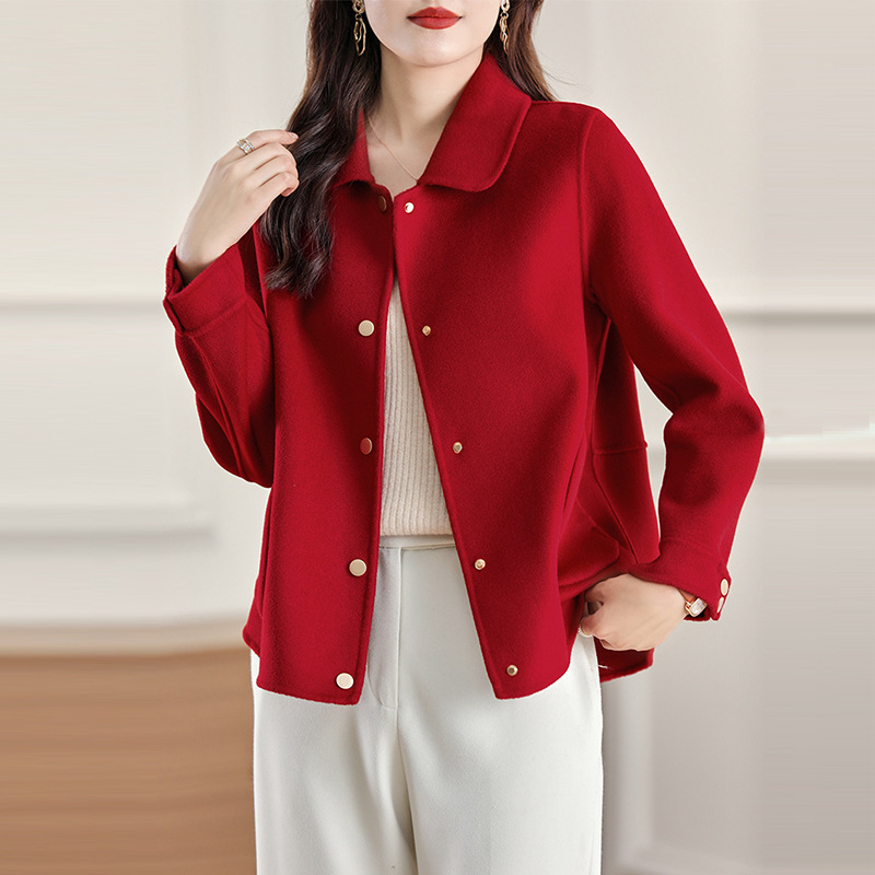 2024 Autumn and Winter New Fashion Wool Coat Coat Women's Suit Lapel Versatile Short Fragrant French Style