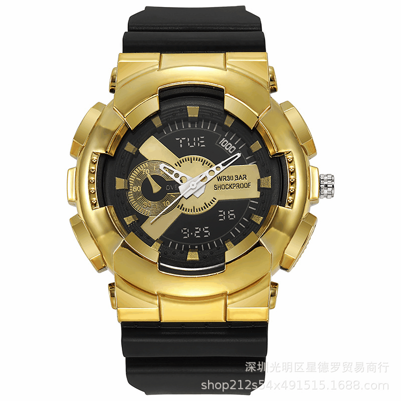 New Ins-Style Quartz Watch for Men, Wholesale Multifunctional Student Sports Electronic Watch with Large Dial, Life Waterproof