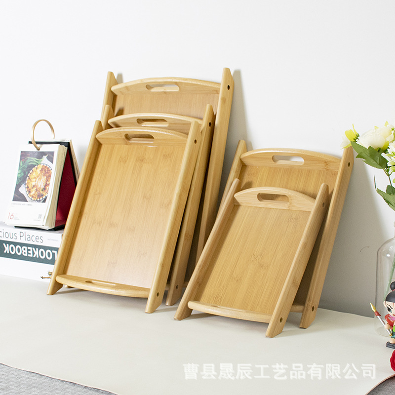 Bandeja rectangular de bambú con doble asa para tazas, té, barbacoa, snacks, pasteles gourmet, postres, ecológica.