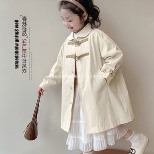 Girls' Outwears, Autumn Clothes, New Korean Style Kidsren's Mid-Length Windbreakers, Spring & Fall Baby Style Casual Tops
