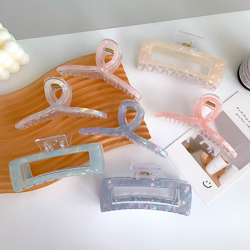 Korean Fashion Hairpin Grabber Transparent Candy Color Square Large Versatile Side Clip Back Head Plate Hairpin Shark Clip Korean Fashion Hairpin Grabber Transparent Candy Color Square Large Versatile Side Clip Back Head Plate Hairpin Shark Clip