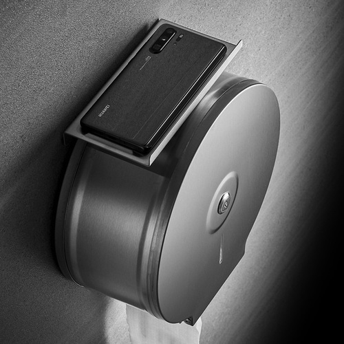 Wholesale large roll paper box wall-mounted bathroom large paper toilet paper holder public hotel commercial stainless steel 304 paper