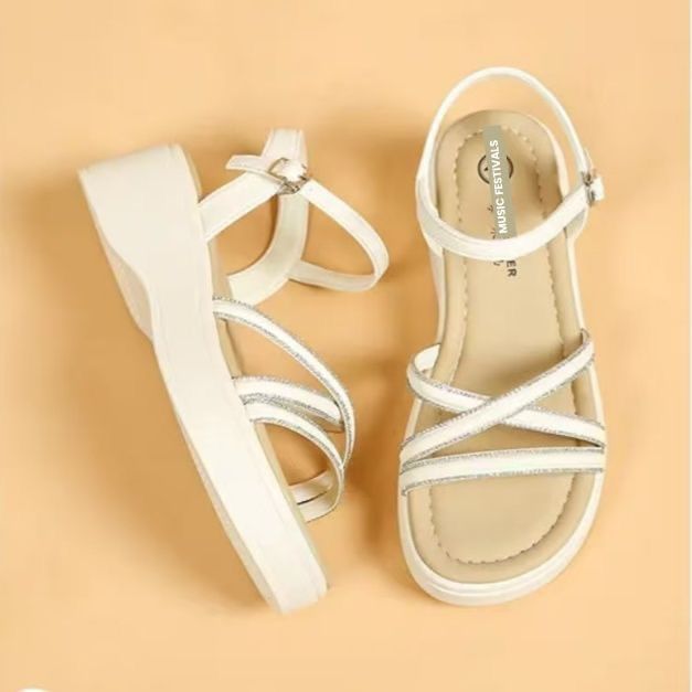 2026 zapatos de mujer ligeros y suaves de verano nuevo estilo de moda de diamante muffin bottom versátil sandalias de moda