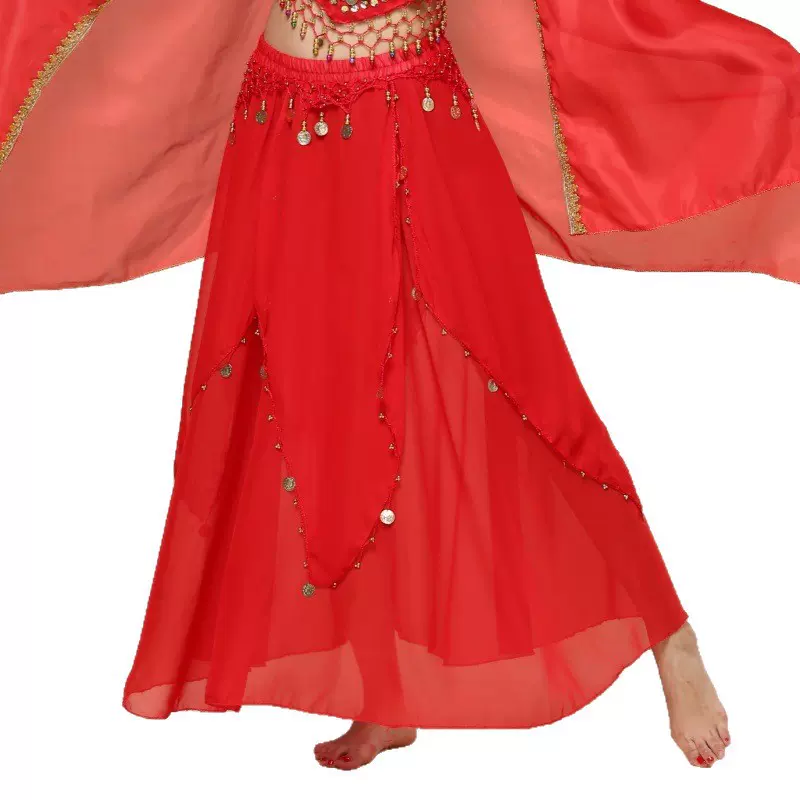 肚皮舞裙吊币裙雪纺大摆裙印度舞表演服舞台演出服专业训练比赛裙