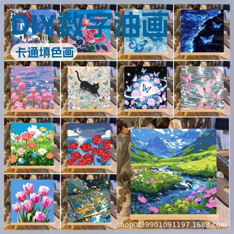 Seaside Rose Digital Oil Painting DIY Handmade Hand-Painted Filling Coloring Acrylic Decorative Oil Painting