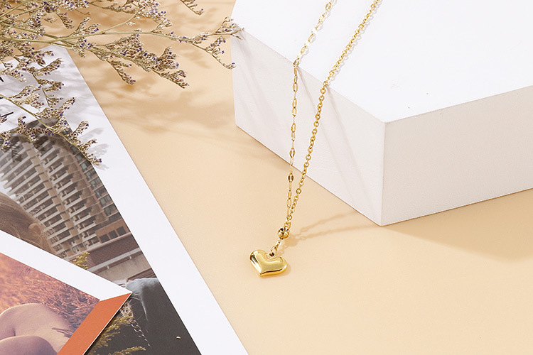 4g Weight PVD Coated Gold Plating Process 18K Gold Plated Plating Material 304 Stainless Steel Pendant Material Necklace Classification 304 Stainless Steel Chain Material Wedding, Travel Occasion 304 Stainless Steel Material Heart Pattern Women'S Gender Fashion Style Waterproof Non Tarnish Craft Gold, Silver Color PVD Coated 18K Gold Plated Heart Titanium Steel Fashion Waterproof Non Tarnish Necklace 10