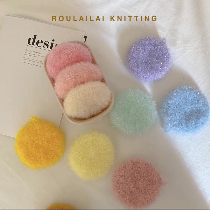 Korean-Style Hand-Crocheted Acrylic Cute Candy-Colored Round Dish Towels and Cleaning Cloths Are More Convenient for Cleaning, Popular for Cross-Border Sales