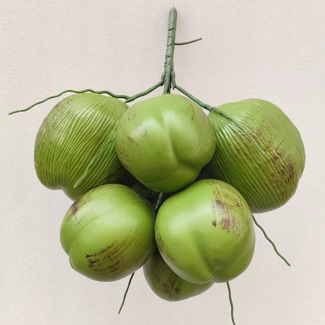 Modelo de fruta de coco simulado props fruta falsa props fruta tropical decoración palma fruta falsa