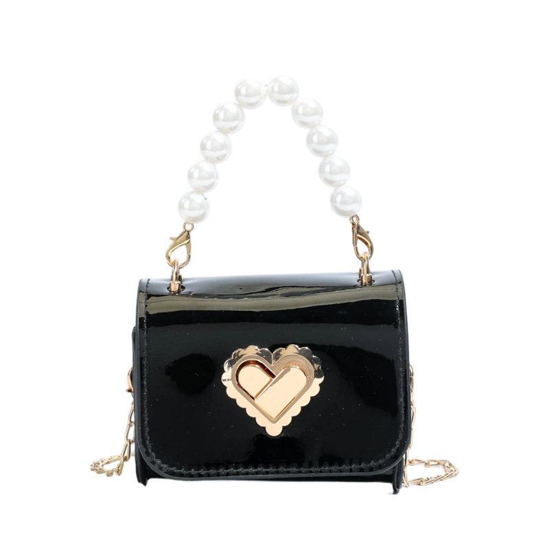 Bolsa de mano de niña de perlas de estilo extranjero dulce amor brillante bolso de cadena de chicas coreana nuevo bolso de niños