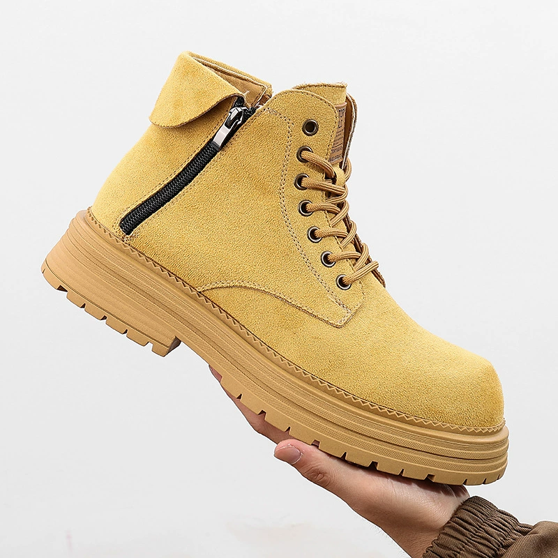 Мужские ботинки из натуральной кожи 2024 новые ревеневые ботинки с утепленной подкладкой, ретро толстая подошва, увеличение размера, рабочие ботинки с широким носком 1006
