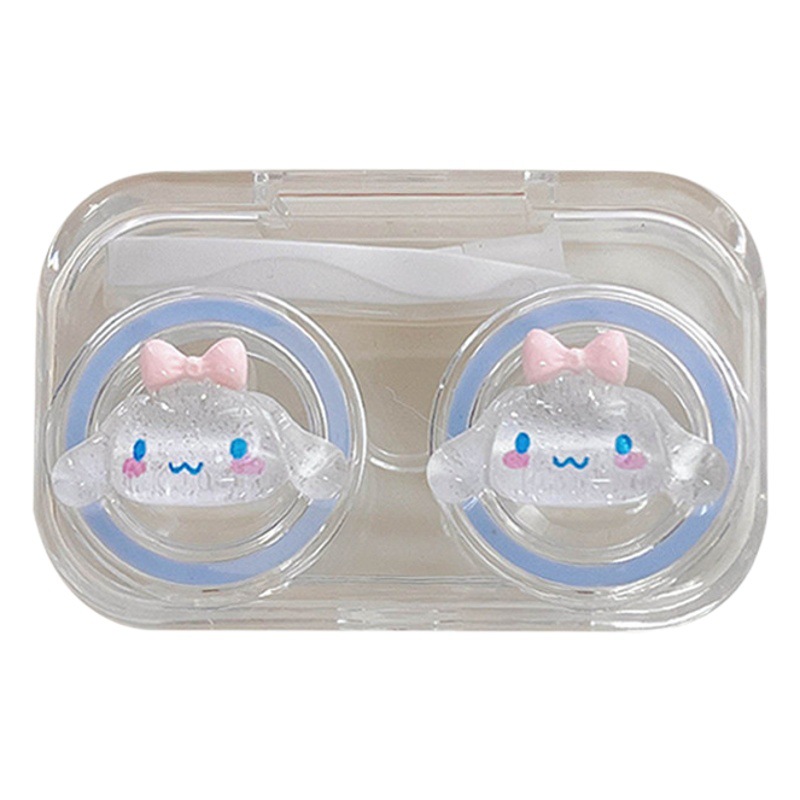 Estilo coreano simple transparente cachorro pupila caja pequeña Linda caricatura delgada flash tridimensional decorativo lente de contacto pareja caja
