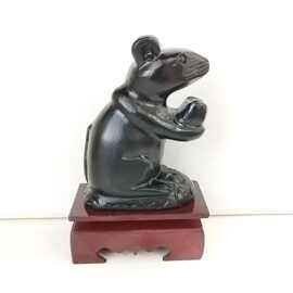 老鼠摆件天然玉石黑墨玉生肖鼠招财纳福风水吉祥物居家乔迁礼品