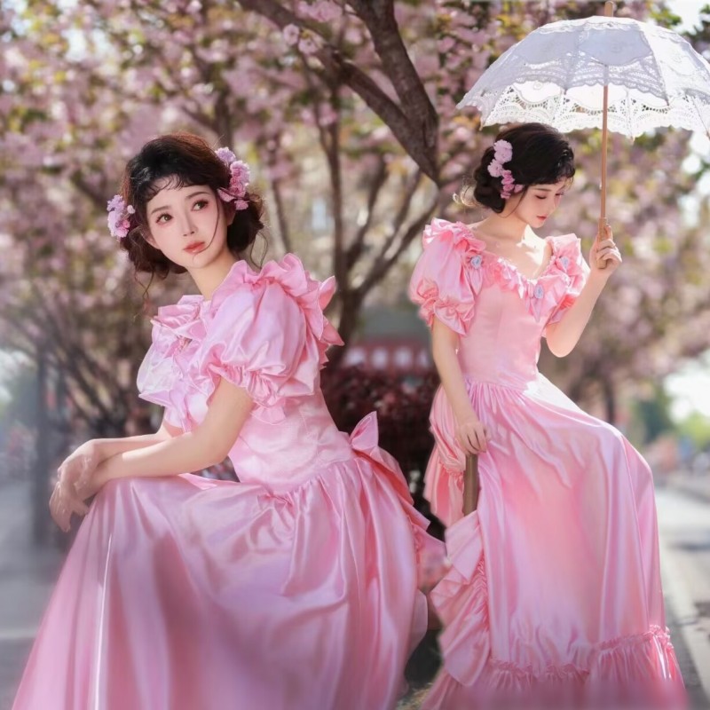 Retro Wedding Dress Hong Kong Style Dress French Palace Light Wedding Dress Photo Studio Theme Photo Girl Art Photo Photo Clothing