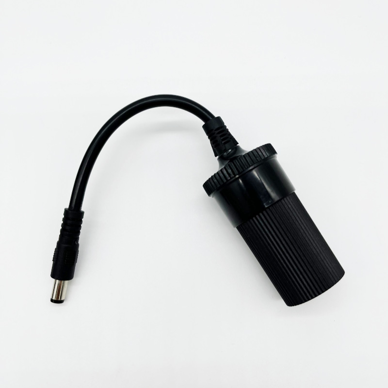 车充线厂家供应点烟器母座转DC5521公头车裁电源线18AWG过大电流