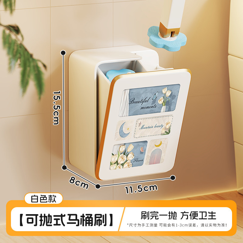 Cepillo de Inodoro de Pared con Mango Largo de Goma Suave con Base para Baño image 6
