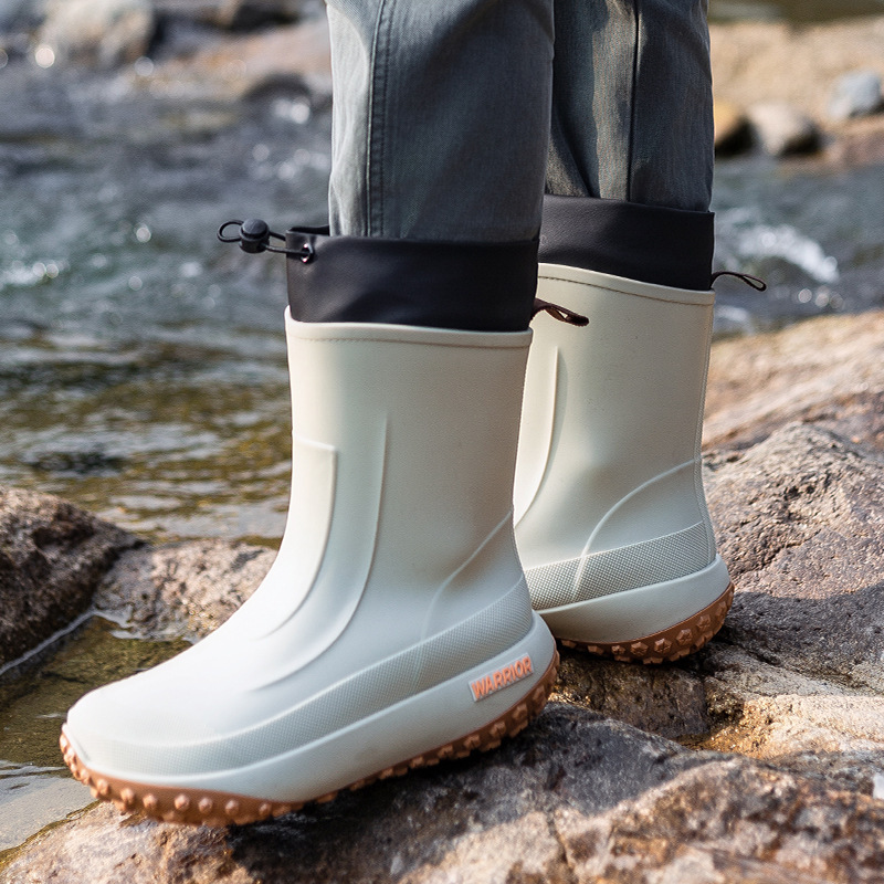 In-Stock Men's Thick-Soled Non-Slip Durable Rubber Shoes, Fashionable Versatile Waterproof Shoes with Drawstring, Water-Resistant Rain Boots In-Stock Men's Thick-Soled Non-Slip Durable Rubber Shoes, Fashionable Versatile Waterproof Shoes with Drawstring, Water-Resistant Rain Boots