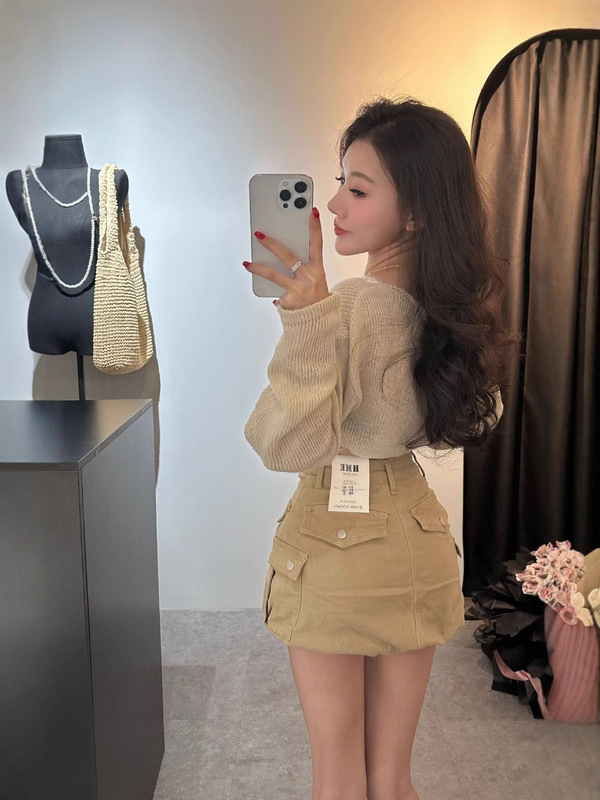 韩魅儿辣妹短裙女夏季新款浅色高腰显瘦修身a字包臀半身裙潮1807|undefined