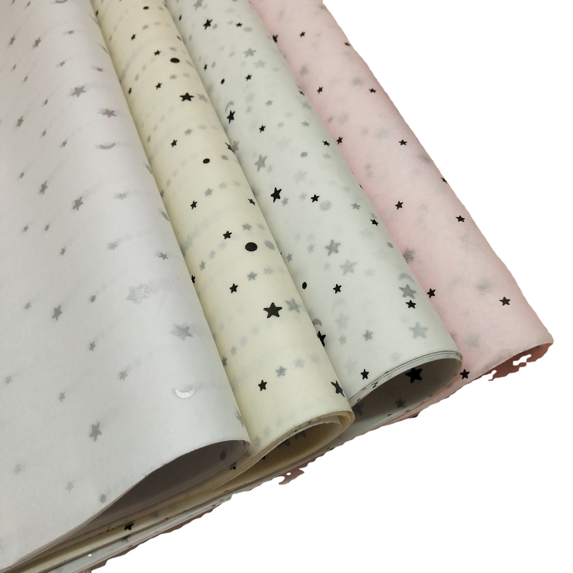 Papel de forro floral nuevo con estampado dorado, papel de pera con estrellas y luna, papel para envolver ramos, materiales de embalaje de alta gama para floristerías y flores frescas