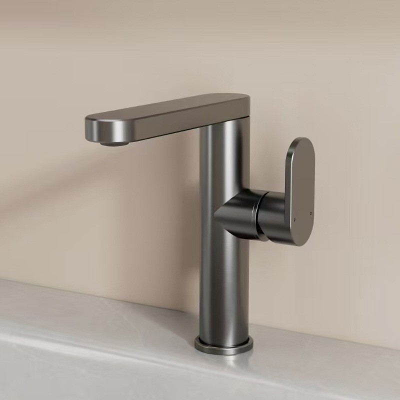 Grifos grises de baños, lavabo, lavabo, agua caliente y fría, lavabo, agua a prueba de salpicaduras