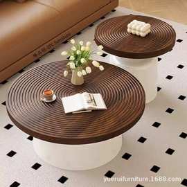 网红爆款侘寂风原创设计茶几中古风法式复古客厅家用小户型圆桌