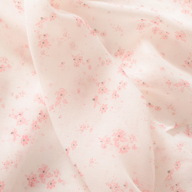 Estilo coreano nuevo rosa claro floral impreso borla larga bufanda decorativa otoño e invierno cálido chal bufanda de algodón y lino