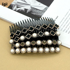 French vintage side-swept fringe hair comb, high-end hair accessory, pearl headpiece, crystal hair clip, Chanel-style hair pin