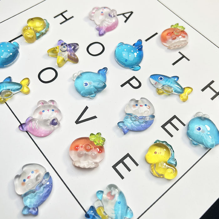 Ocean Style Mermaid Whale Starfish Semi-Transparent Creative DIY Glue Cream Glue Mobile Phone Case Handmade Resin Accessories