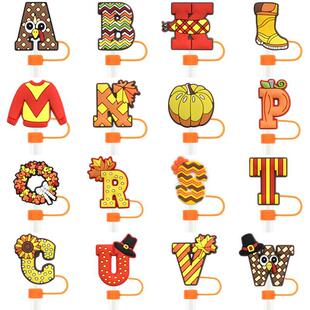 Thanksgiving Series Creative Straw Cap Personalized Pvc Soft Glue 10mm Straw Cap Dust Plug
