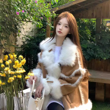 新款仿狐狸毛皮毛一体加厚派克服毛领皮草外套女冬季毛毛大衣
