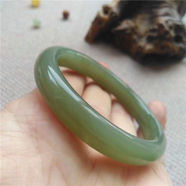 Vòng tay ngọc Hetian chất liệu Thanh Hải ngọc xanh trắng, phong cách cổ điển chi tiết 12